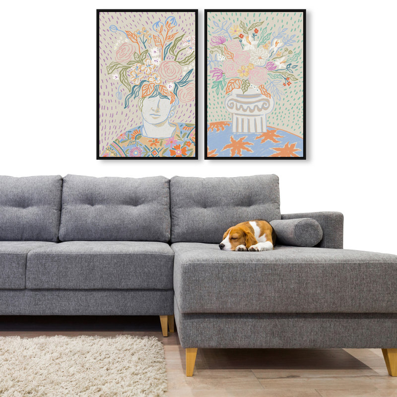 Summer Flourish Set Set by Oliver Gal, 74"H x 50"W, Black Floater Frame