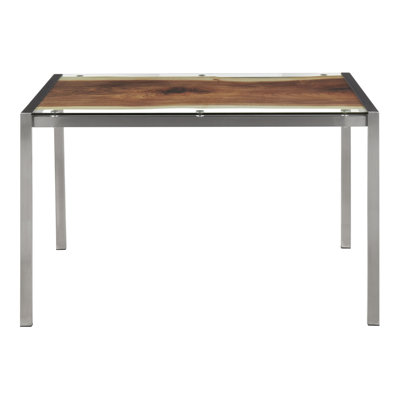 Alieza Glass Top Metal Base Dining Table