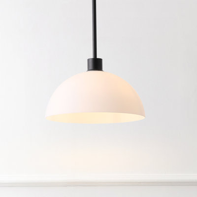 Suspension DEL Solene 11,75 po à 1 lumière, style contemporain moderne, réglable, en métal et verre avec dôme.