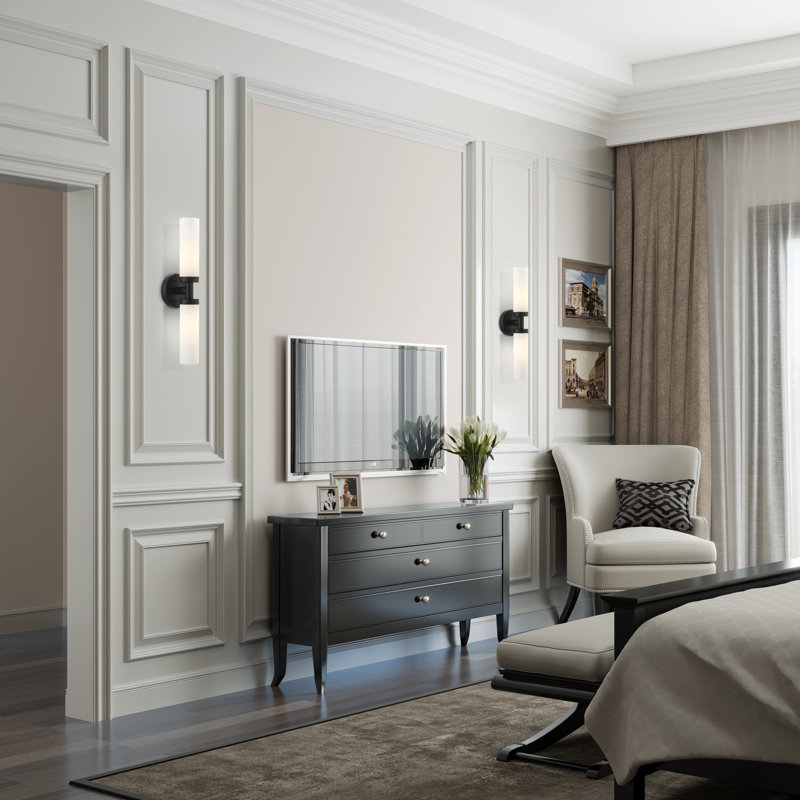 Barre d'éclairage de salle de bain à deux lumières à intensité variable Charlesha, Noir