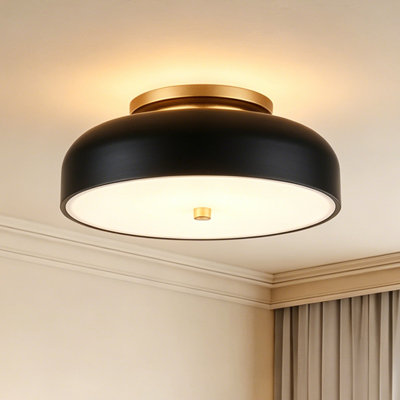 15 inch led outdoor ceiling mount, with black finish and acrylic shade, 5 CCT adjustable