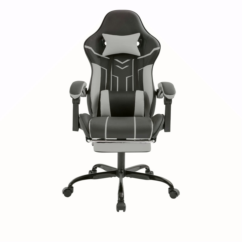 Chaise de jeu, chaise d'ordinateur ergonomique avec repose-pieds Chaise de bureau ergonomique avec dossier lombaire noir