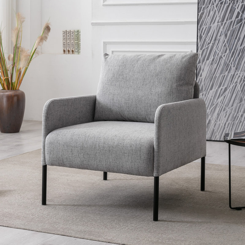 Evrard Upholstered Armchair, Gray 100% Linen