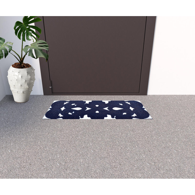 Tapis de porte d'extérieur en caoutchouc noir 10 po x 30 po