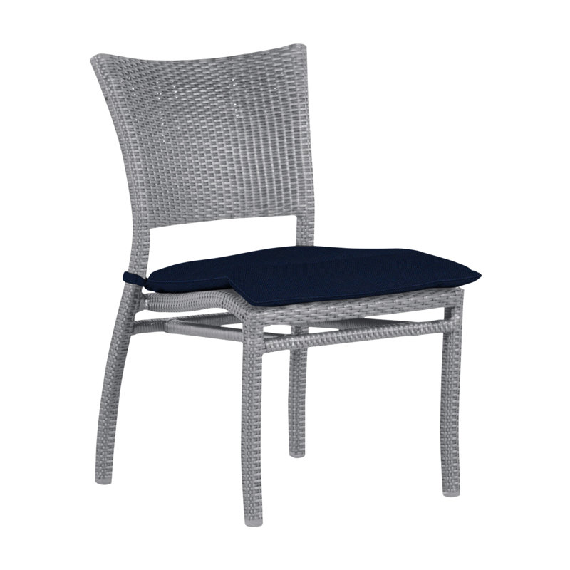 Chaise d'appoint tissée Skye - Huître, Huître, Welt, Velours indigo