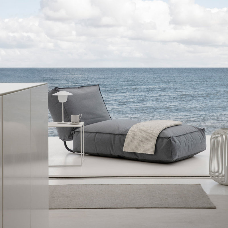 Petite chaise longue d'extérieur avec appui-tête inclinable STAY, Pierre