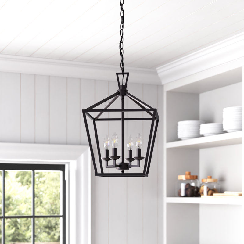 Hertford 4-Light Dimmable Geometric Lantern Pendant, Rubbed Oil Bronze