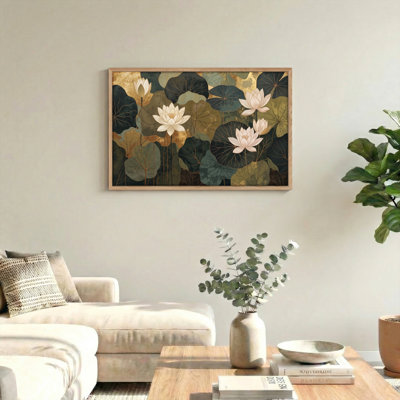 Ensemble de 1 tableau sur toile Feuilles de lotus