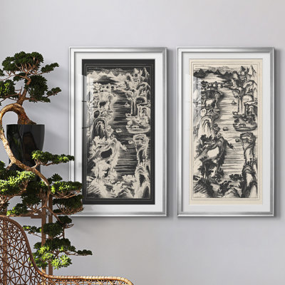 Ensemble de 2 peintures chinoises en porcelaine de Chine