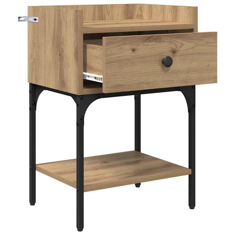 40cm W Manufactured Wood Bedside Table, Artisan Oak