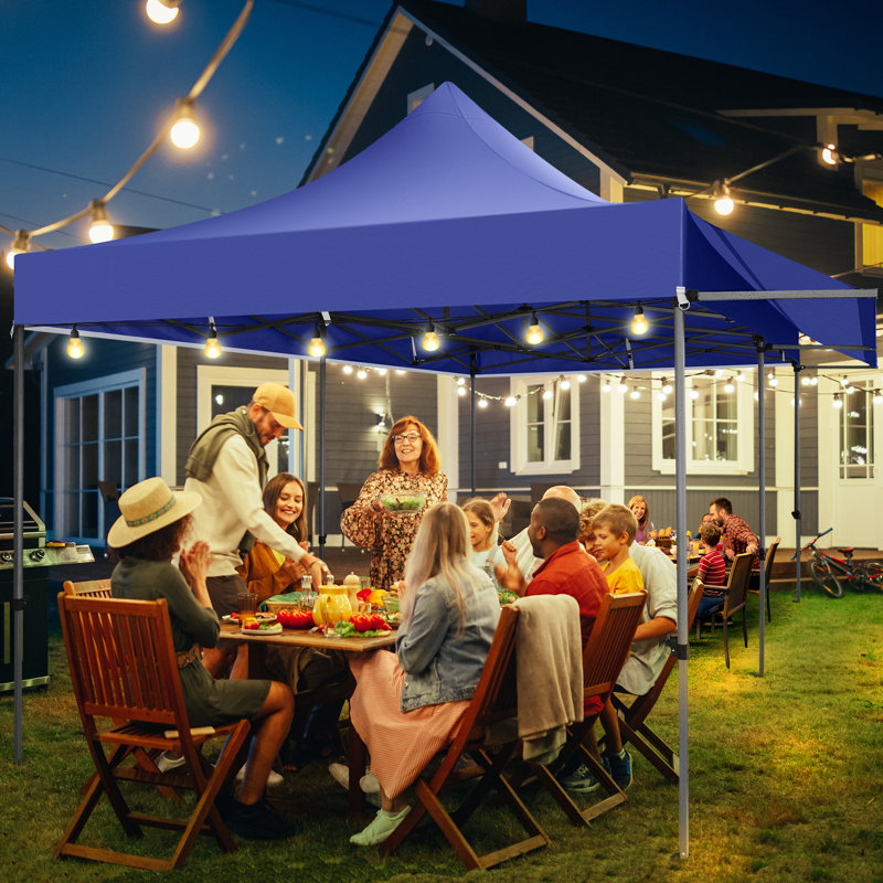10 x 20 FT Pop Up Canopy with Awning,Wind Waterproof Heavy Duty Canopy, Dark Blue