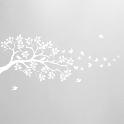 Décalcomanie murale en vinyle arbre à oiseaux