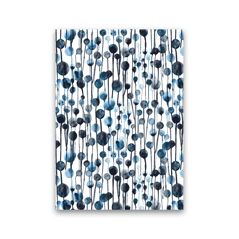 Dripping Dots Navy - Print, No Framed, 59cm H x 42cm W x 1cm D
