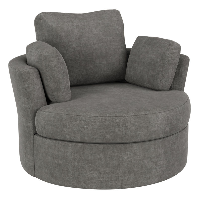 Fauteuil demi-tonneau pivotant l 42,1 po Berey, Polyester gris clair