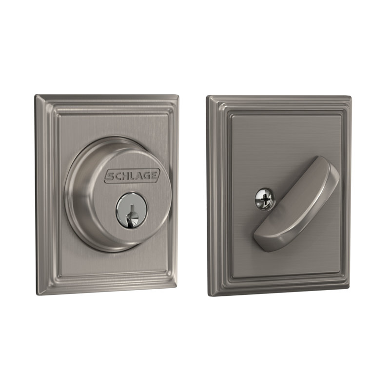Single Cylinder Deadbolt with Addison Trim, Satin Nickel