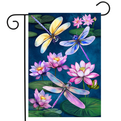 Dragonflies And Water Lilies Garden Flag