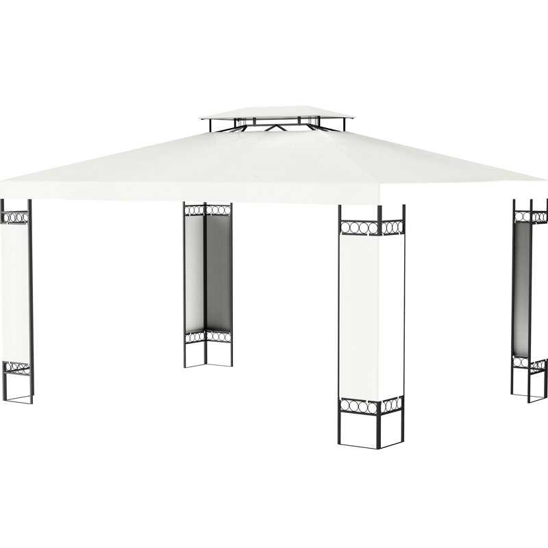 Pavillon de jardin crème blanc 10 pi x 13 pi - Double toit pour patio, jardin, pelouse, abri de jardin, terrasse