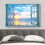 Scène de fenêtre «Window View Pastel Sunset Blue Ocean Beach Horizon Nature Images Scenic Landscape» sur toile-98449346