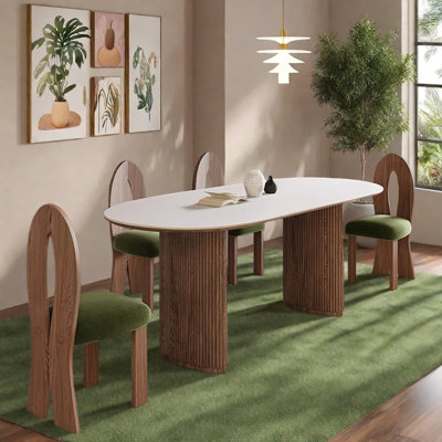 Home ash wood solid wood oval table set