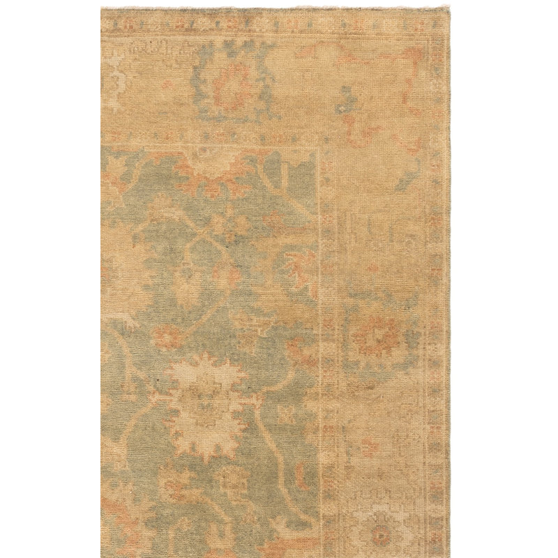 Oushak Nubl Oriental Hand Knotted Wool Dark Green/Brown Area Rug, Rectangle 6' x 9'
