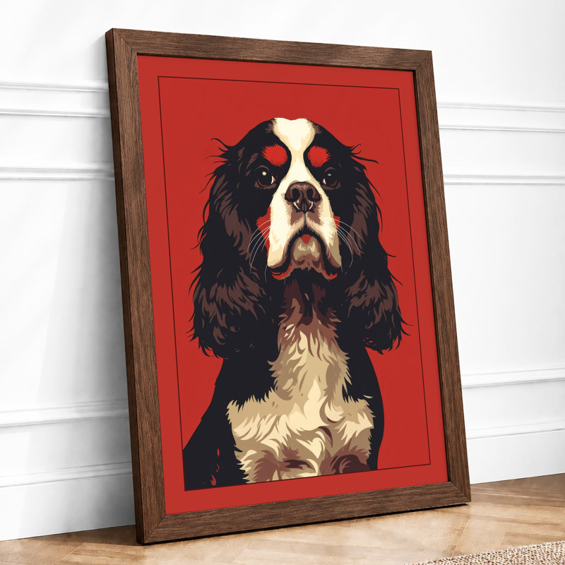 King Charles Spaniel Portrait Modern - Framed Print, Walnut, A1 - 84.1 x 59.4 cm