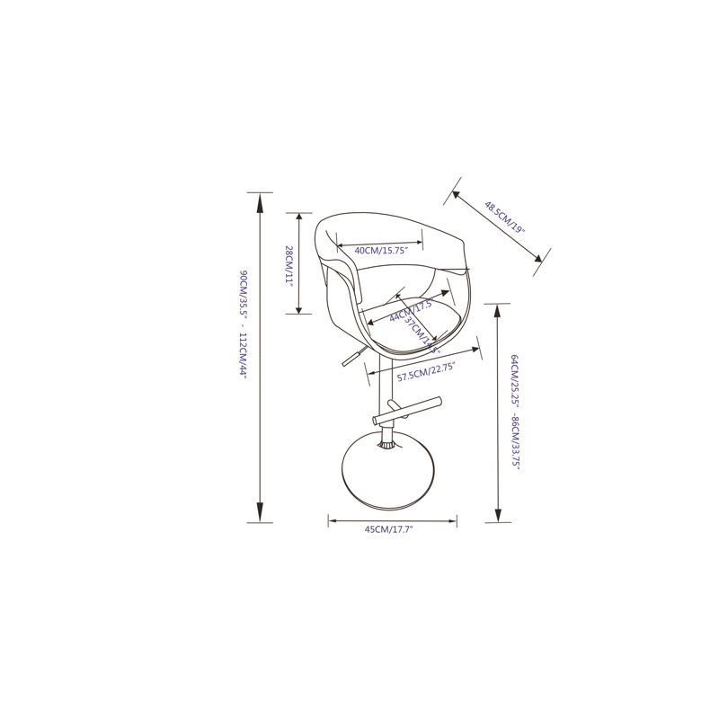 Sheldon - Adjustable Swivel Bar Stool - White