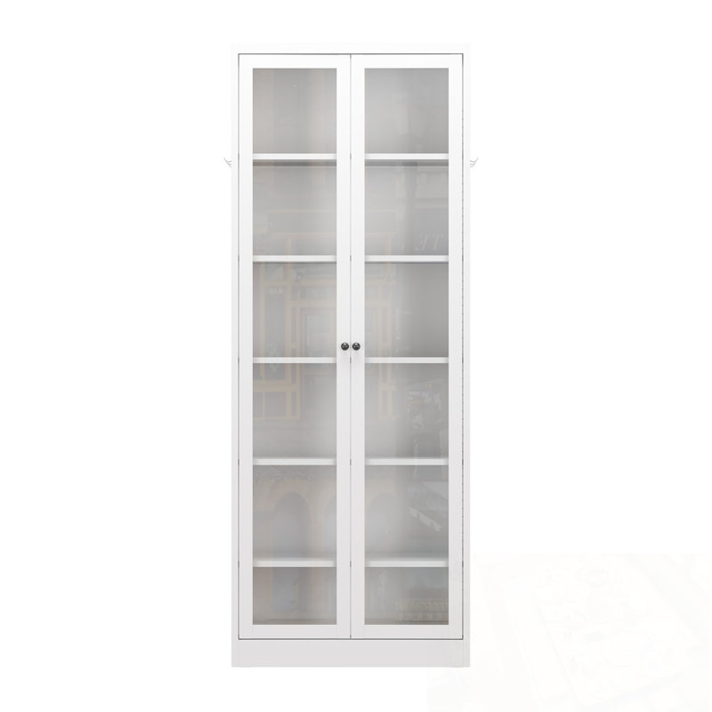 Armoire de cuisine en métal avec 5 tablettes réglables et portes en verre