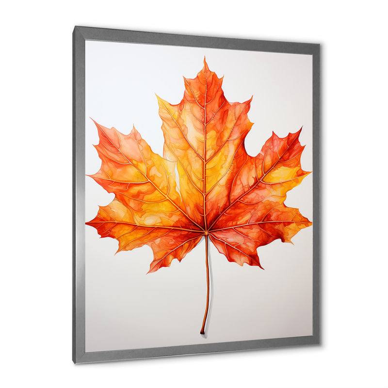 Minimalismorange Autumn Maple Leaf - Tree Maple Wall Art, Silver Single Picture Framed, 32" H x 24" W x 1" D