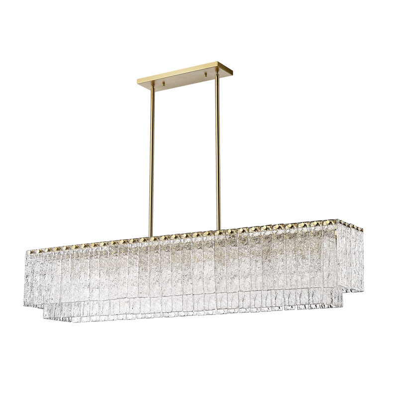 Noorulain 7 - Light Dimmable Kitchen Island Square / Rectangle Chandelier, Modern Gold
