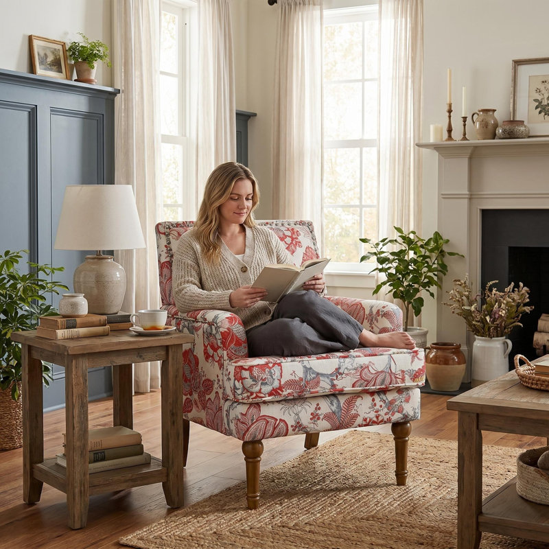 Fauteuil d'appoint Vorel Modern Farmhouse, Rouge