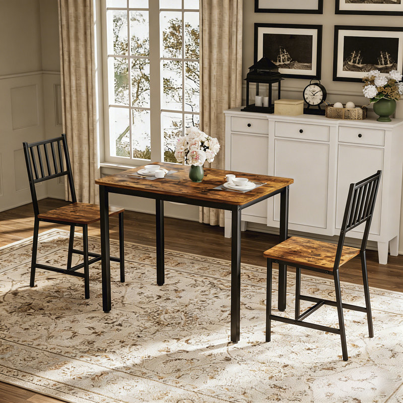 3 piece Aadi with 2 Dining Slat Back Chairs, Brown