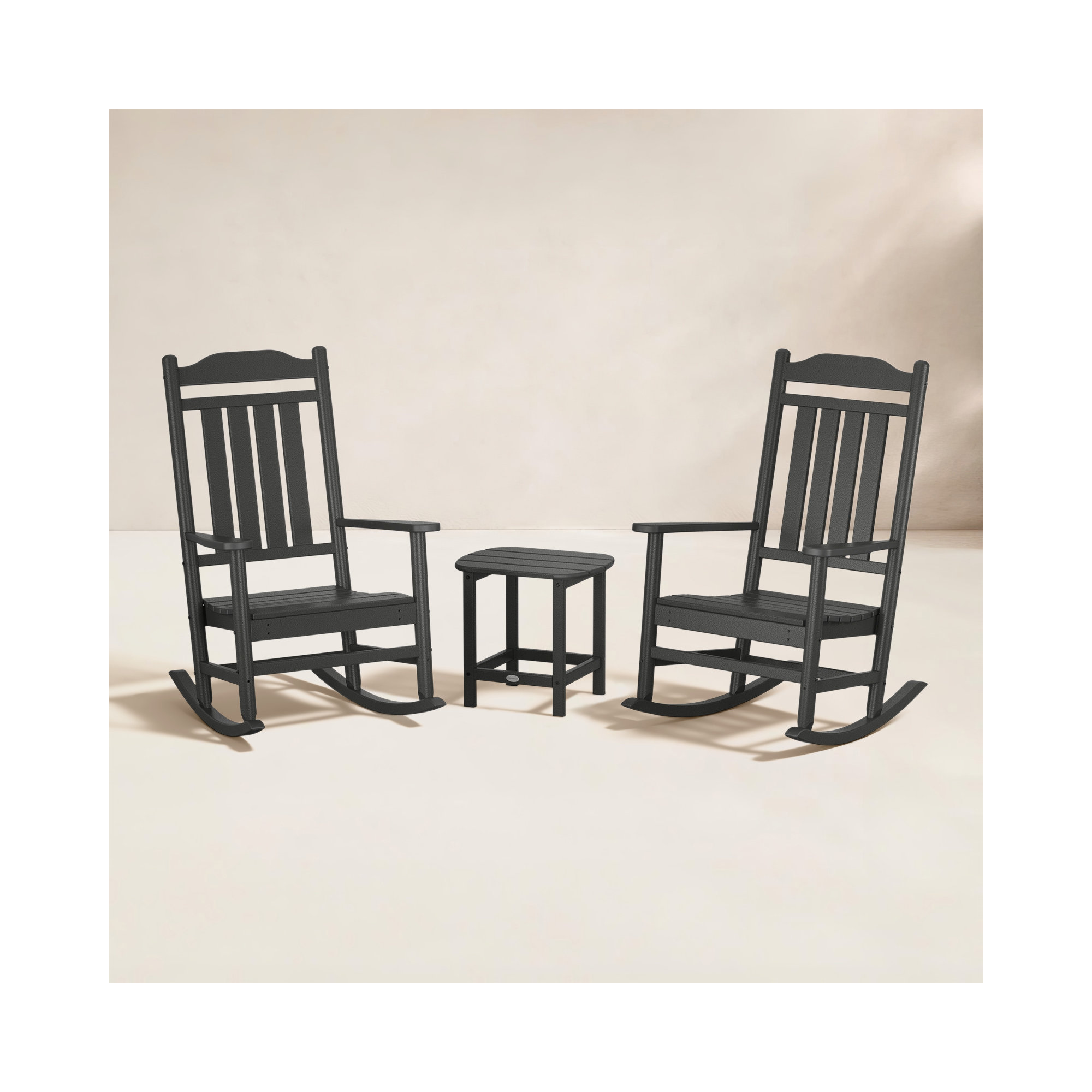 Country Living by POLYWOOD Legacy Rocking Chair 3-Piece Set, Black