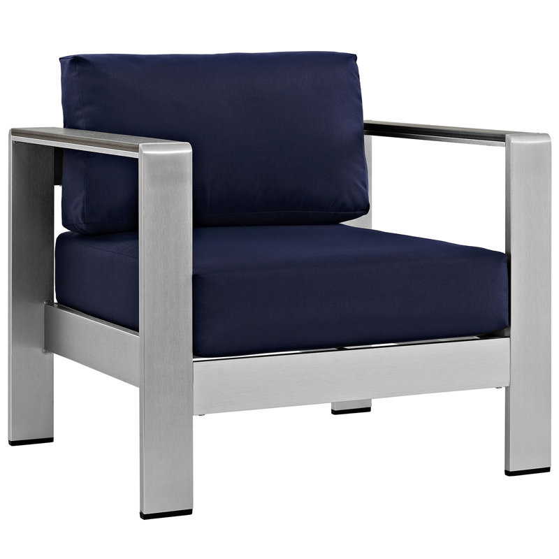 Shore Outdoor Patio Aluminum Armchair, Navy Sunbrella®