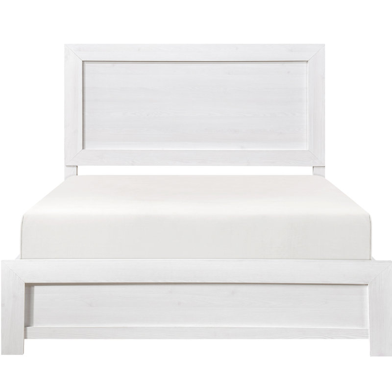 Lit double en blanc, tête de lit, rails et sommier tapissier pour un lit apaisant à finition blanche