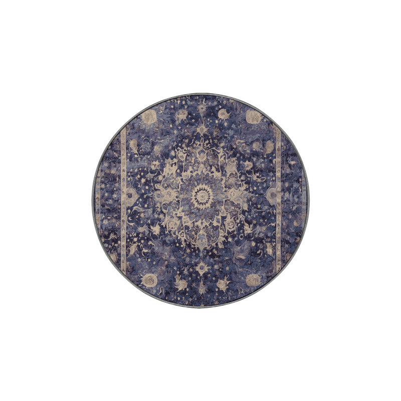 Machine Washable Purple Area Rug, Round 5'