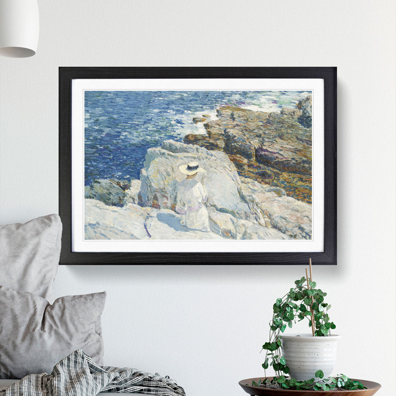 South Ledges in Appledore by Childe Hassam - Picture Frame Painting, Black Framed, 48cm H x 65cm W x 2cm D
