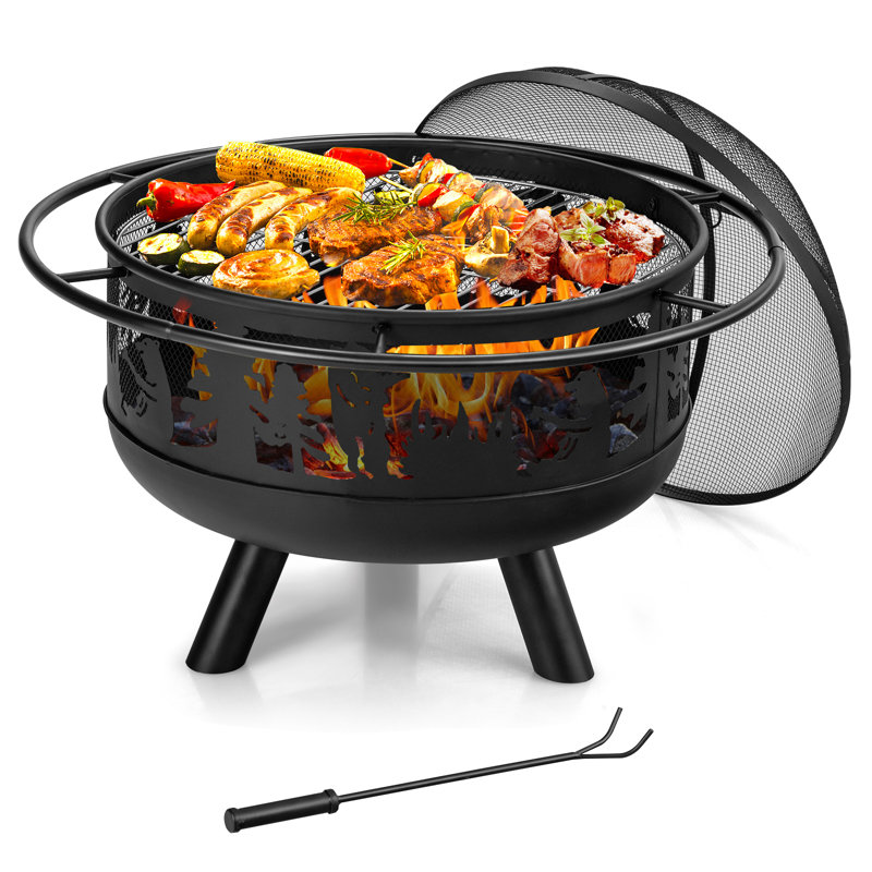 Round Iron Wood Burning Smokeless Fire Pit