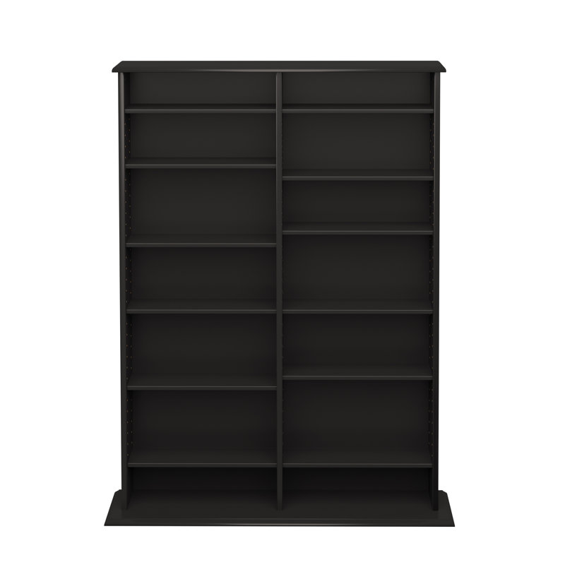 Cataleya Multimedia 2 Column 38.75" Wide Display Cabinet Media, Media Storage Shelves, Double Width Wall Storage, Black