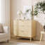 Commode moderne à 3 tiroirs cannelés, poignées en métal, pattes en bois