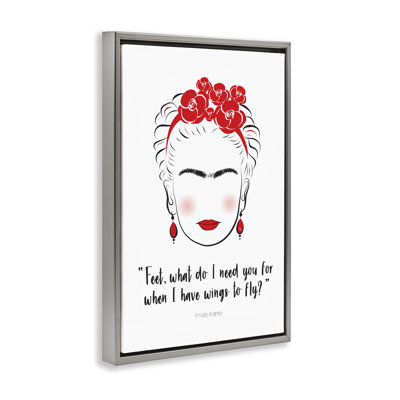 Wings To Fly Quote Framed Floater Canvas by Martina Pavlova