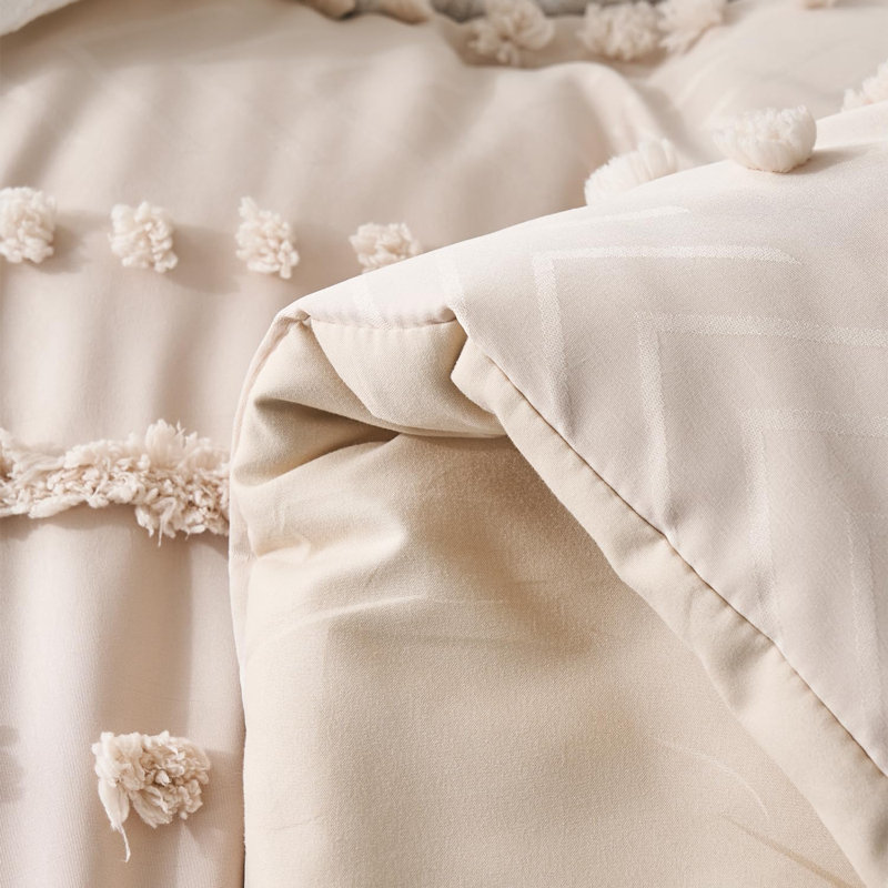 7 Pieces Comforter Set, Tufted Boho Bed In A Bag Comforter And Sheet Set, All Season Soft Microfiber Complete Bedding Set