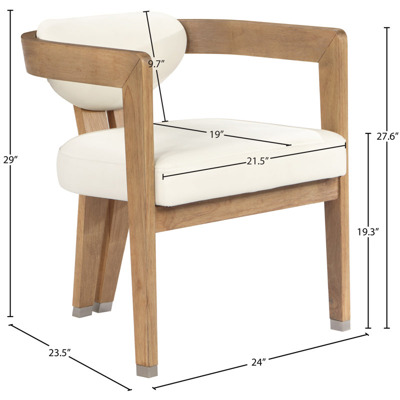 Carlyle 19.3'' H Upholstered Armchair, Cream Vegan Leather, Natural Wire Brush