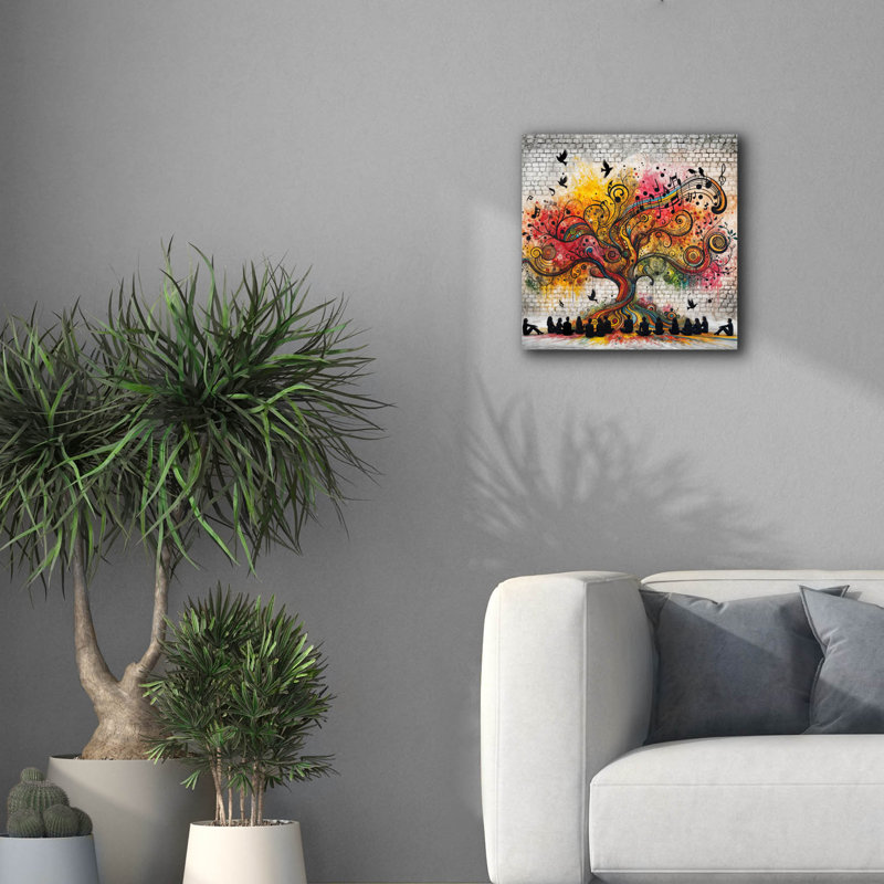  Art mural en toile «Arbre de sagesse 2» par Rey Klimt, 18 po x 18 po