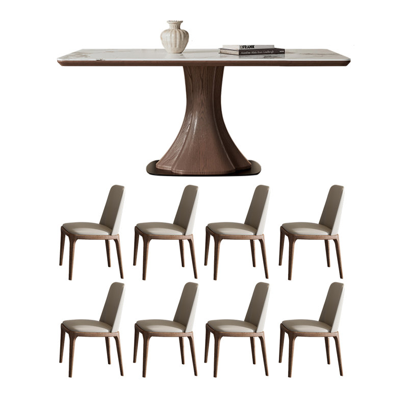 Ensemble de table de salle à manger rectangulaire simple de couleur noyer, H 29,52 po x L 86,61 po x l 39,37 po