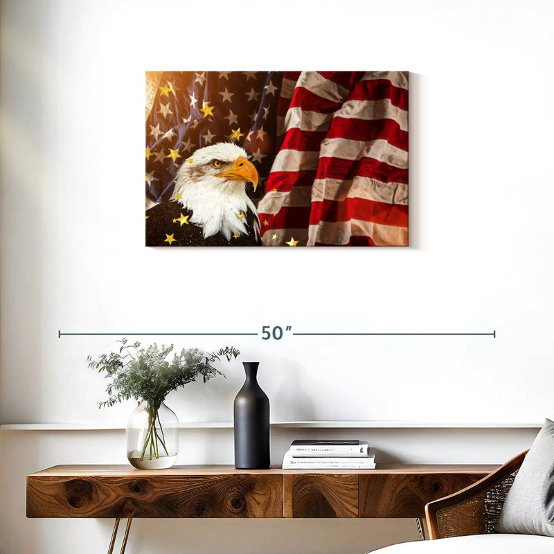 Brampt American Flag With Bald Eagle, 20'' H x 30'' W