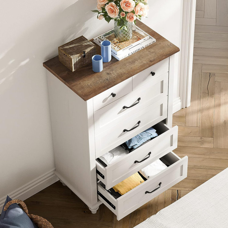 Commode 5 tiroirs Alance, Blanc cassé