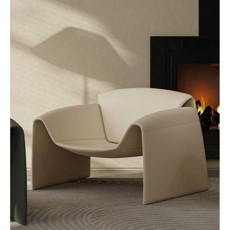 Fauteuil Larchmere, Similicuir blanc cassé