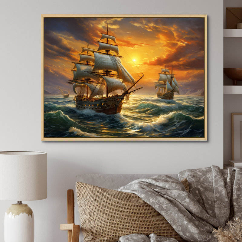 Boat Majestic Mariners II - Imprimé, H 34 po x l 44 po, White Picture Framed