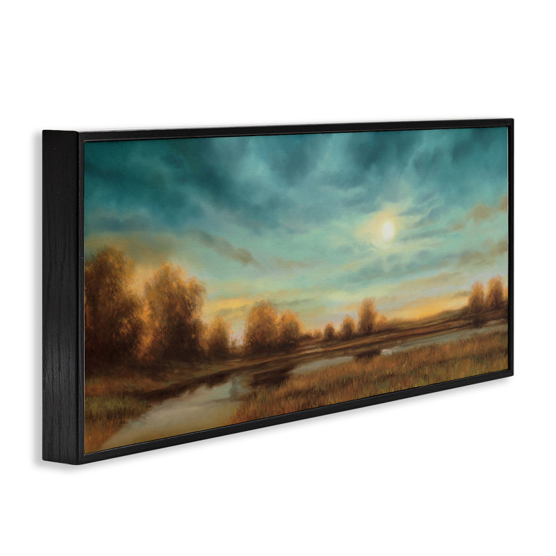 Giclée encadrée en soirée, conception par Gregory Williams, H 10 po x l 24 po, Giclée encadrée noir minuit