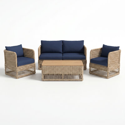 Destin Natural 4-Piece Sunbrella® Outdoor Patio Seating Set - Canvas Oasis